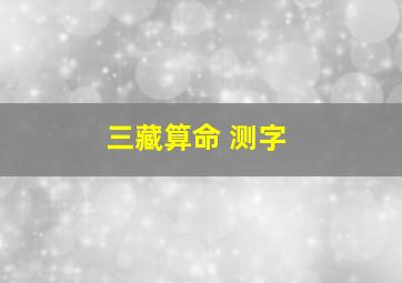 三藏算命 测字